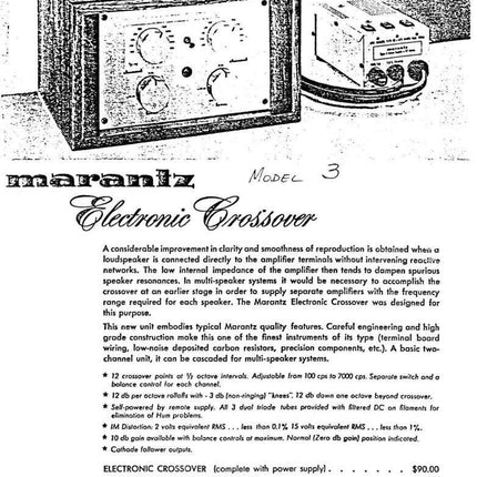 Marantz 3 Amplifier Owners Manual