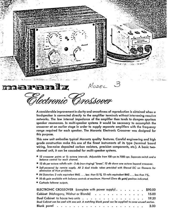 Marantz 3 Amplifier Owners Manual