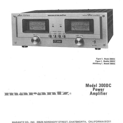 Marantz 300DC Amplifier Owners Instruction Manual