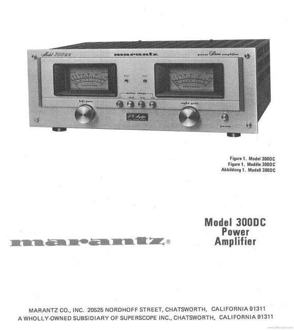 Marantz 300DC Amplifier Owners Instruction Manual