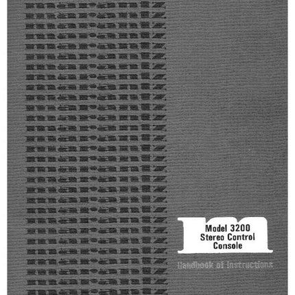 Marantz 3200 Amplifier Console Owners Instruction Manual