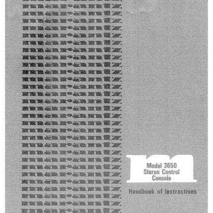 Marantz 3650 Amplifier Console Owners Instruction Manual