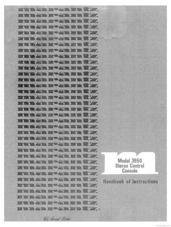 Marantz 3650 Amplifier Console Owners Instruction Manual