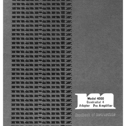 Marantz 4000 Amplifier Owners Instruction Manual