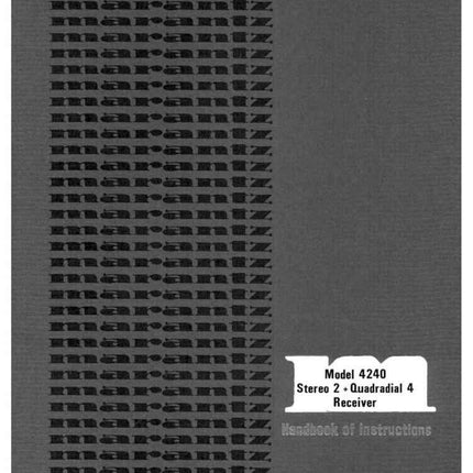 Marantz 4240 Cassette Deck Owners Manual