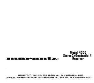 Marantz 4300 Cassette Deck Owners Manual