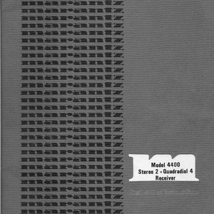 Marantz 4400 Cassette Deck Owners Manual