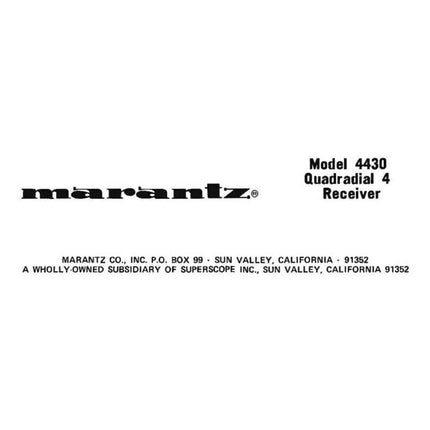 Marantz 4430 Receiver Owners Instruction Manual