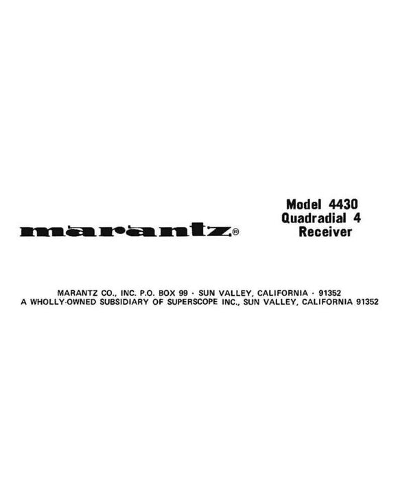 Marantz 4430 Receiver Owners Instruction Manual