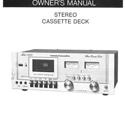 Marantz 5000 Cassette Deck Owners Manual