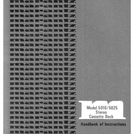 Marantz 5010 Cassette Deck Owners Manual
