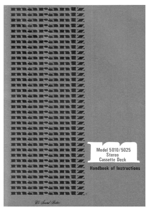 Marantz 5025 Cassette Deck Owners Manual