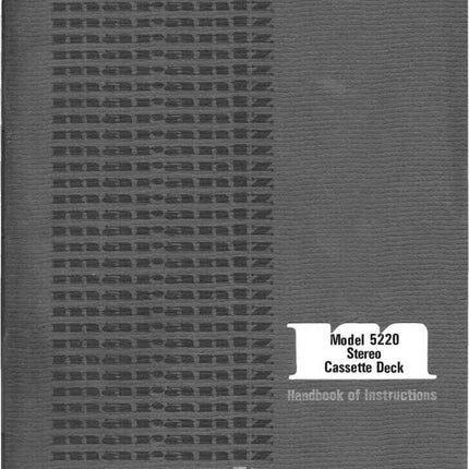 Marantz 5220 Cassette Deck Owners Manual