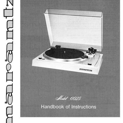 Marantz 6025 Turntable Owners Instruction Manual