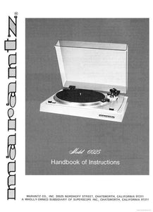 Marantz 6025 Turntable Owners Instruction Manual