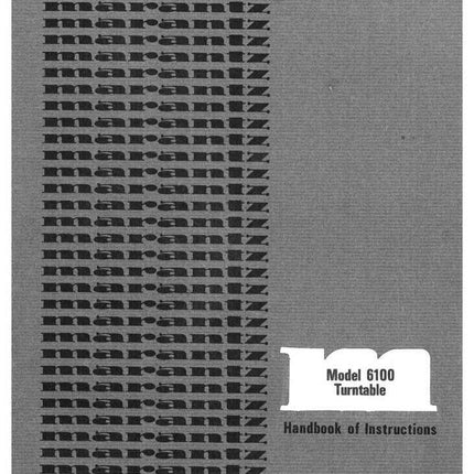 Marantz 6100 Turntable Owners Manual
