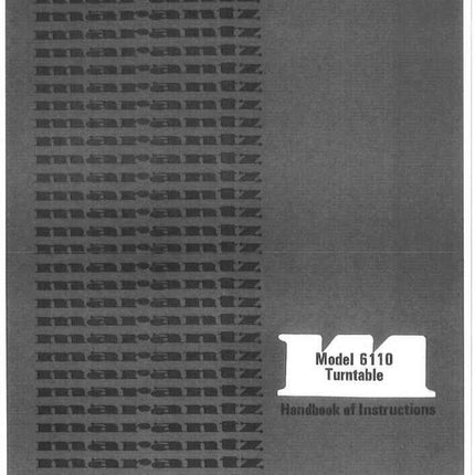 Marantz 6110 Turntable Owners Instruction Manual