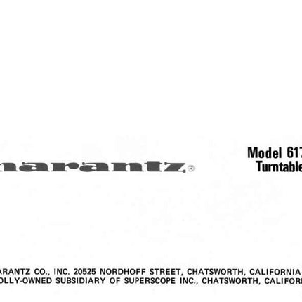 Marantz 6170 Turntable Owners Instruction Manual