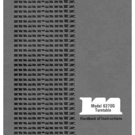 Marantz 6270Q Turntable Owners Instruction Manual