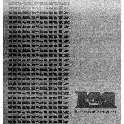 Marantz 6370 Turntable Owners Instruction Manual