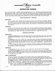 Marantz 7 Amplifier Owners Manual