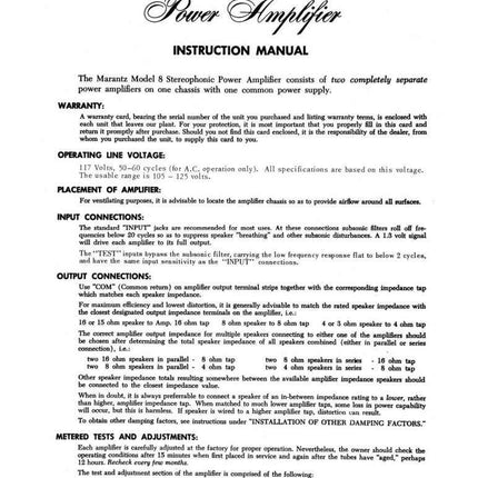 Marantz 8B Amplifier Owners Manual