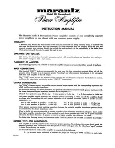 Marantz 8B Amplifier Owners Manual