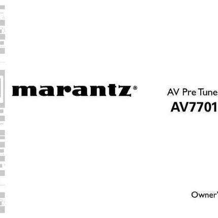 Marantz AV7701 Tuner Owners Instruction Manual