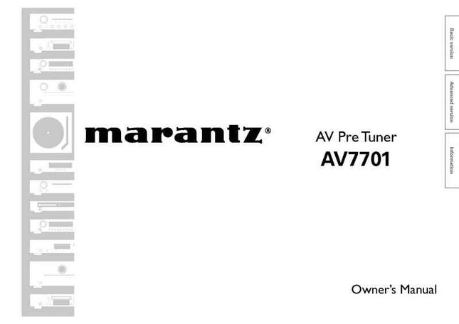 Marantz AV7701 Tuner Owners Instruction Manual
