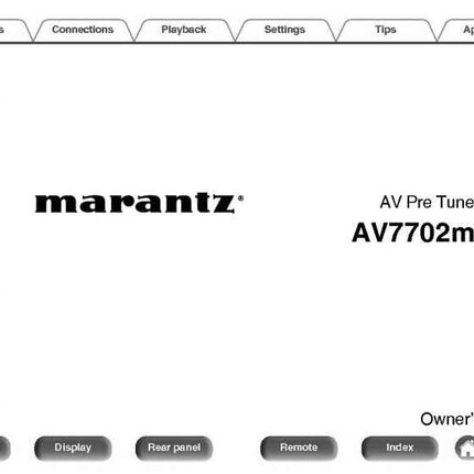 Marantz AV7702mkII Tuner Owners Instruction Manual