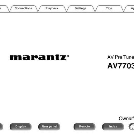 Marantz AV7703 Tuner Owners Instruction Manual