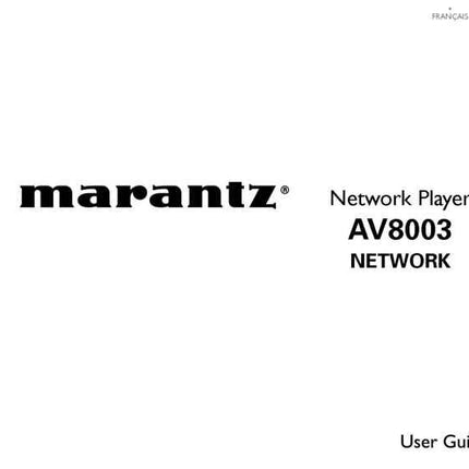 Marantz AV8003 Network Player Owners Manual