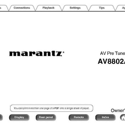 Marantz AV8802 Tuner Owners Instruction Manual