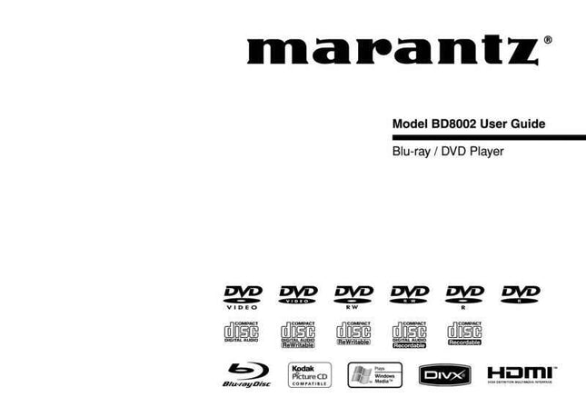 Marantz BD8002 Blu-ray Player Owners Manual