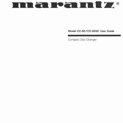 Marantz CC-65 CC-65SE CD Changer Owners Manual