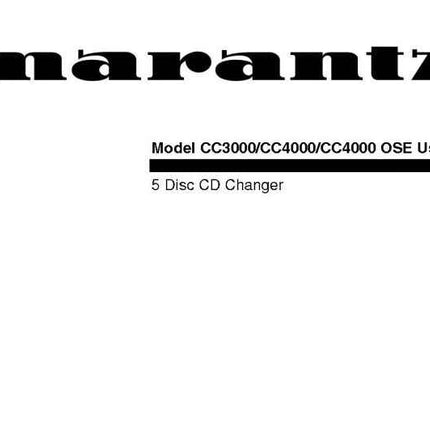 Marantz CC4000 CD Changer Owners Instruction Manual