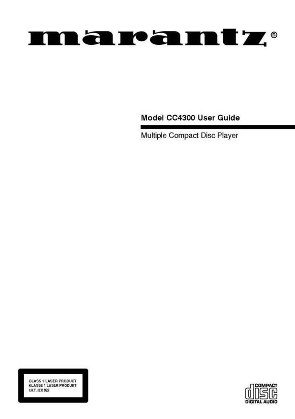 Marantz CC4300 CD Changer Owners Manual