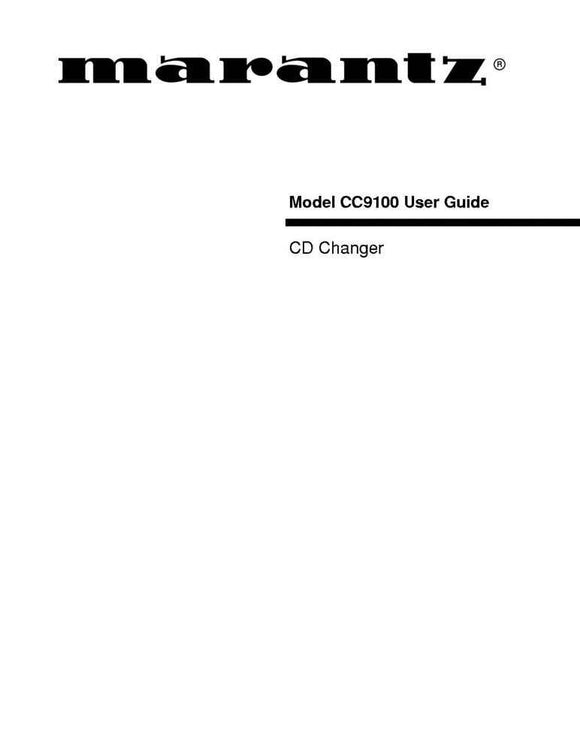 Marantz CC9100 CD Changer Owners Instruction Manual