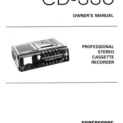 Marantz CD-330 CD Player Owners Manual