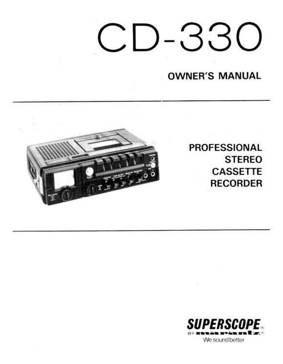 Marantz CD-330 CD Player Owners Manual