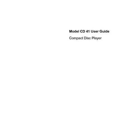Marantz CD 41 CD Player Owners Instruction Manual