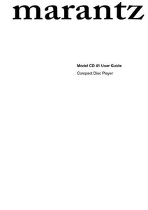 Marantz CD 41 CD Player Owners Instruction Manual