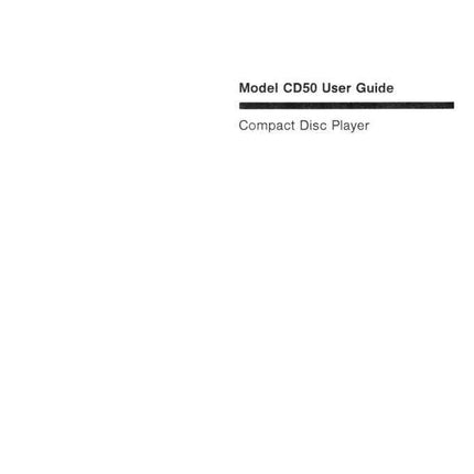 Marantz CD 50 CD Player Owners Instruction Manual