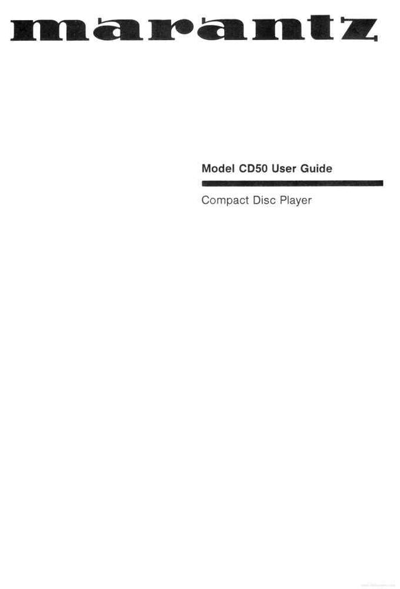 Marantz CD 50 CD Player Owners Instruction Manual