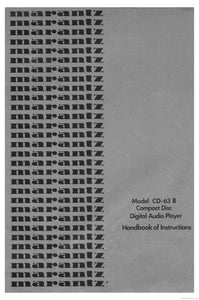 Marantz CD-63B CD Player Owners Instruction Manual