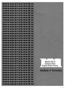 Marantz CD-73 CD Player Owners Instruction Manual