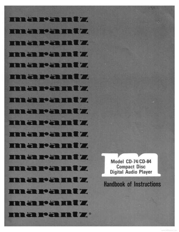 Marantz CD-74 CD Player Owners Instruction Manual