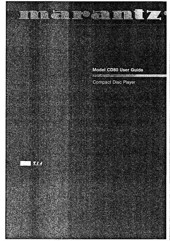 Marantz CD-80 CD Player Owners Instruction Manual