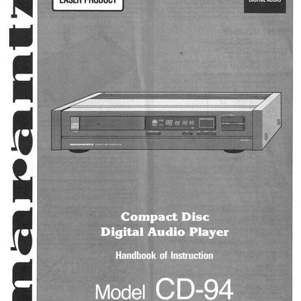 Marantz CD-94 CD Player Owners Instruction Manual
