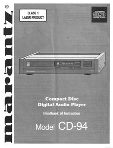 Marantz CD-94 CD Player Owners Instruction Manual